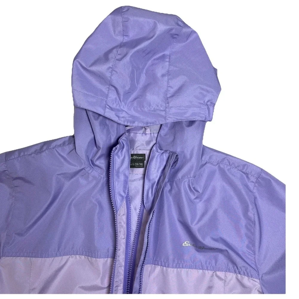 Eddie Bauer Kids Windbreaker Jacket Lavender Long Sleeve Girls Large 14-16